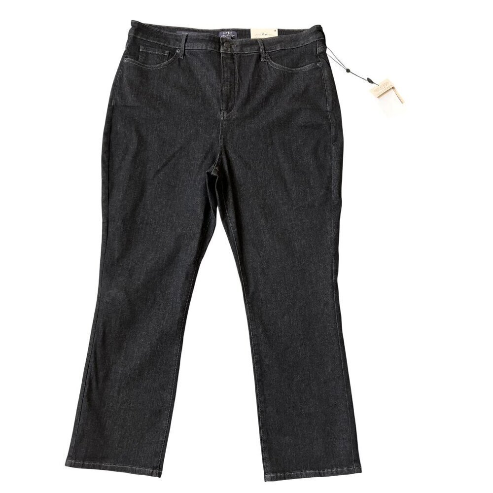 NYDJ NEW Sheri Slim Curve Shaper Womens 18 Jeans Black Denim Stretch Capsule